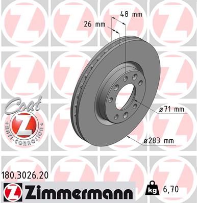 ZIMMERMANN Тормозной диск 180.3026.20