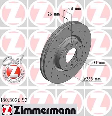 ZIMMERMANN Тормозной диск 180.3026.52