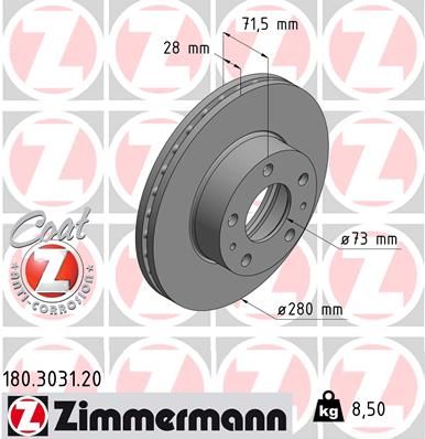 ZIMMERMANN Bremžu diski 180.3031.20