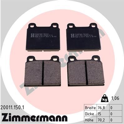 ZIMMERMANN Комплект тормозных колодок, дисковый тормоз 20011.150.1
