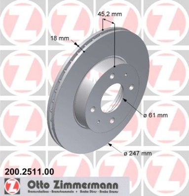 ZIMMERMANN Тормозной диск 200.2511.00