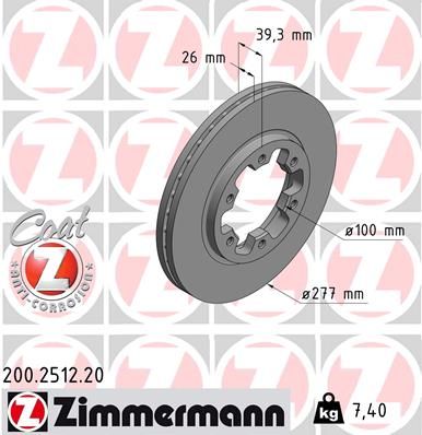 ZIMMERMANN Тормозной диск 200.2512.20