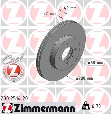 ZIMMERMANN Bremžu diski 200.2514.20