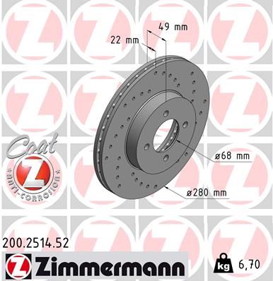 ZIMMERMANN Bremžu diski 200.2514.52