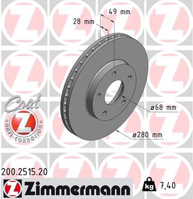 ZIMMERMANN Тормозной диск 200.2515.20