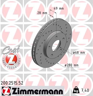 ZIMMERMANN Тормозной диск 200.2515.52