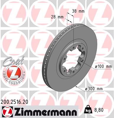 ZIMMERMANN Тормозной диск 200.2516.20