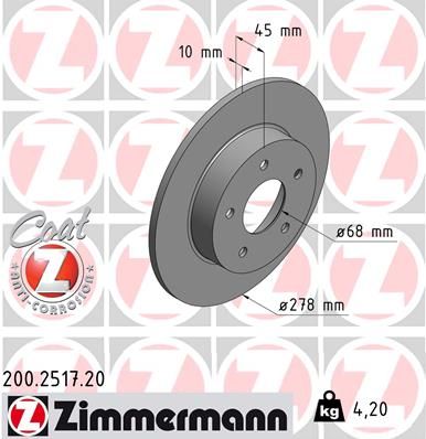 ZIMMERMANN Тормозной диск 200.2517.20