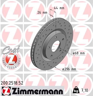 ZIMMERMANN Bremžu diski 200.2518.52