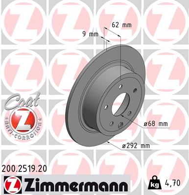 ZIMMERMANN Bremžu diski 200.2519.20