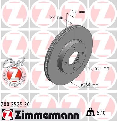 ZIMMERMANN Bremžu diski 200.2525.20