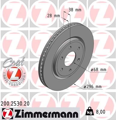 ZIMMERMANN Тормозной диск 200.2530.20