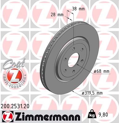 ZIMMERMANN Тормозной диск 200.2531.20