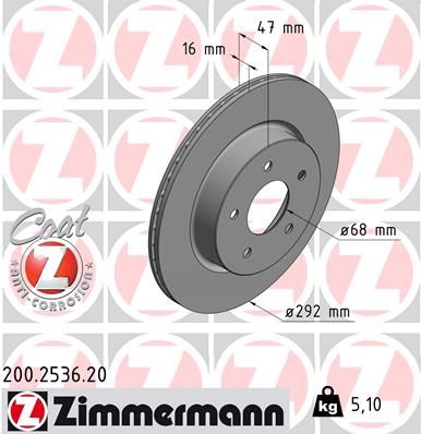 ZIMMERMANN Тормозной диск 200.2536.20