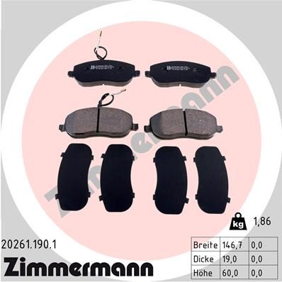 ZIMMERMANN Комплект тормозных колодок, дисковый тормоз 20261.190.1