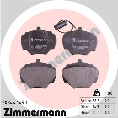 ZIMMERMANN Комплект тормозных колодок, дисковый тормоз 20344.145.1