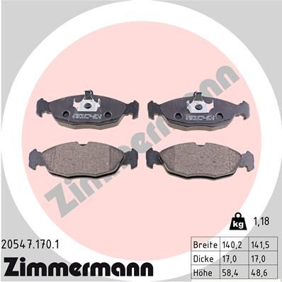ZIMMERMANN Комплект тормозных колодок, дисковый тормоз 20547.170.1