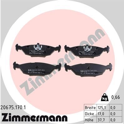 ZIMMERMANN Комплект тормозных колодок, дисковый тормоз 20675.170.1
