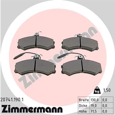 ZIMMERMANN Комплект тормозных колодок, дисковый тормоз 20741.190.1