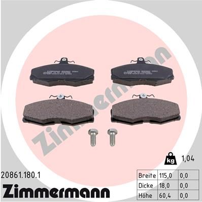 ZIMMERMANN Комплект тормозных колодок, дисковый тормоз 20861.180.1