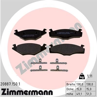 ZIMMERMANN Комплект тормозных колодок, дисковый тормоз 20887.150.1