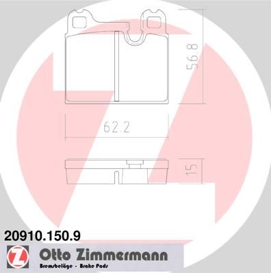 ZIMMERMANN Комплект тормозных колодок, дисковый тормоз 20910.150.9