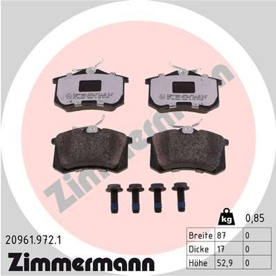 ZIMMERMANN Комплект тормозных колодок, дисковый тормоз 20961.972.1