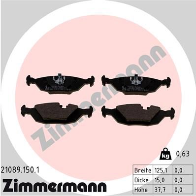 ZIMMERMANN Комплект тормозных колодок, дисковый тормоз 21089.150.1