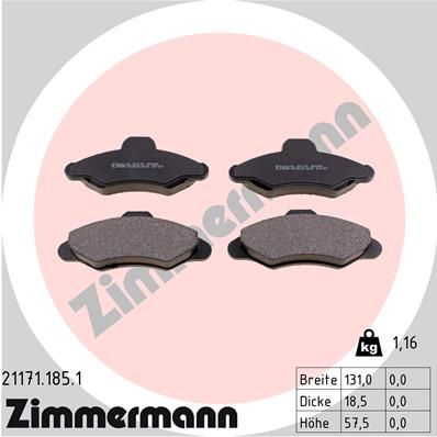 ZIMMERMANN Комплект тормозных колодок, дисковый тормоз 21171.185.1