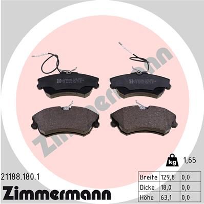 ZIMMERMANN Комплект тормозных колодок, дисковый тормоз 21188.180.1