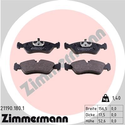 ZIMMERMANN Комплект тормозных колодок, дисковый тормоз 21190.180.1