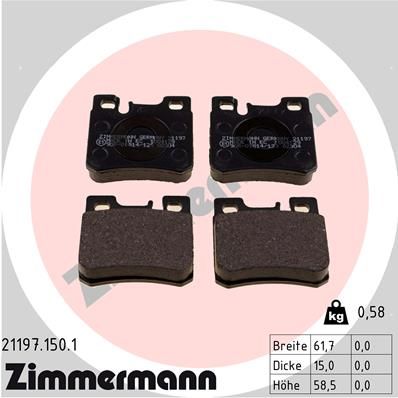 ZIMMERMANN Комплект тормозных колодок, дисковый тормоз 21197.150.1