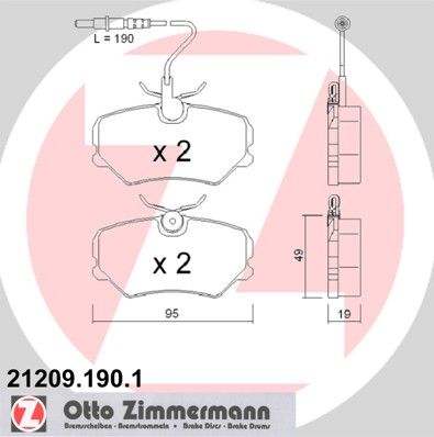 ZIMMERMANN Комплект тормозных колодок, дисковый тормоз 21209.190.1