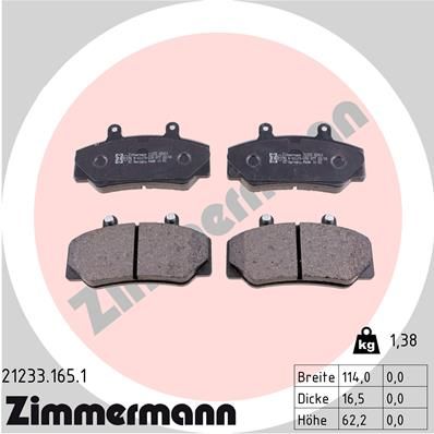 ZIMMERMANN Комплект тормозных колодок, дисковый тормоз 21233.165.1