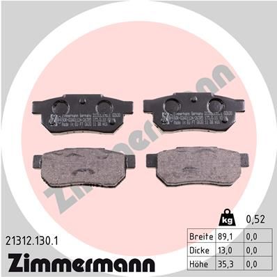 ZIMMERMANN Комплект тормозных колодок, дисковый тормоз 21312.130.1