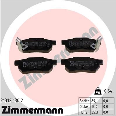 ZIMMERMANN Комплект тормозных колодок, дисковый тормоз 21312.130.2