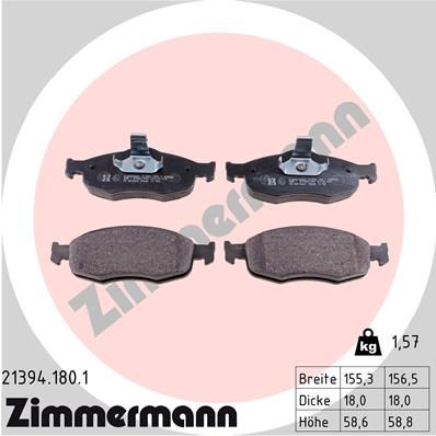 ZIMMERMANN Комплект тормозных колодок, дисковый тормоз 21394.180.1