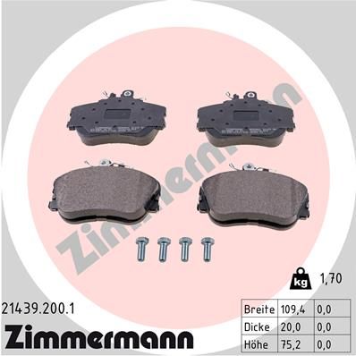 ZIMMERMANN Bremžu uzliku kompl., Disku bremzes 21439.200.1