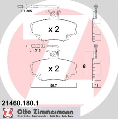 ZIMMERMANN Комплект тормозных колодок, дисковый тормоз 21460.180.1