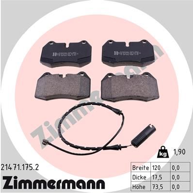 ZIMMERMANN Комплект тормозных колодок, дисковый тормоз 21471.175.2