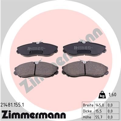 ZIMMERMANN Комплект тормозных колодок, дисковый тормоз 21481.155.1