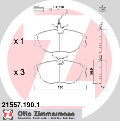 ZIMMERMANN Комплект тормозных колодок, дисковый тормоз 21557.190.1