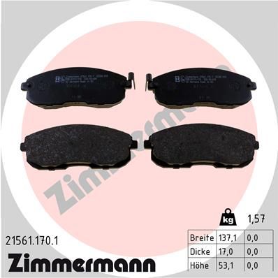 ZIMMERMANN Комплект тормозных колодок, дисковый тормоз 21561.170.1