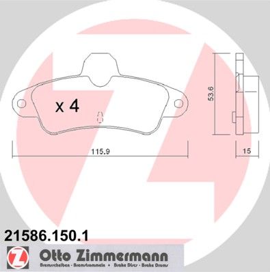 ZIMMERMANN Комплект тормозных колодок, дисковый тормоз 21586.150.1