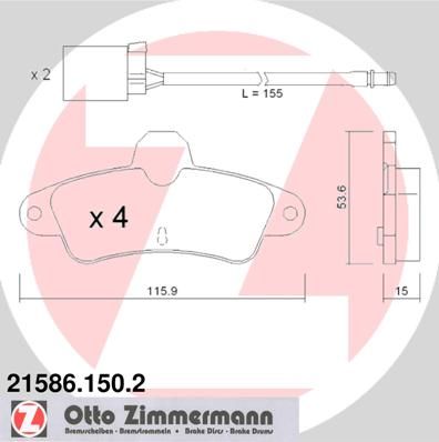 ZIMMERMANN Комплект тормозных колодок, дисковый тормоз 21586.150.2