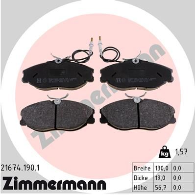 ZIMMERMANN Bremžu uzliku kompl., Disku bremzes 21674.190.1