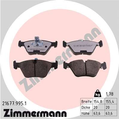 ZIMMERMANN Bremžu uzliku kompl., Disku bremzes 21677.995.1