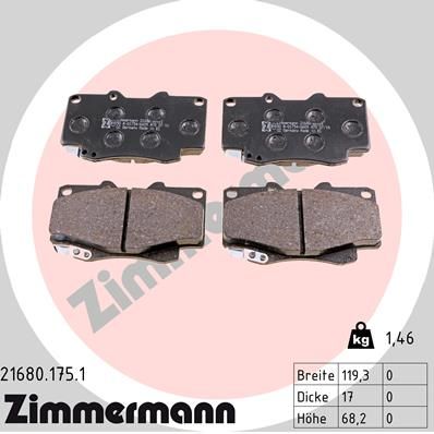 ZIMMERMANN Комплект тормозных колодок, дисковый тормоз 21680.175.1