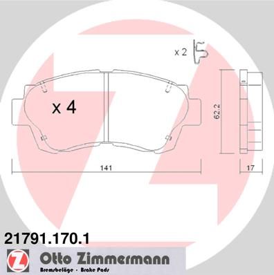 ZIMMERMANN Комплект тормозных колодок, дисковый тормоз 21791.170.1