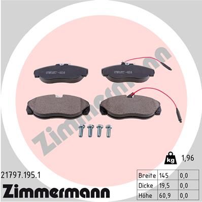 ZIMMERMANN Комплект тормозных колодок, дисковый тормоз 21797.195.1